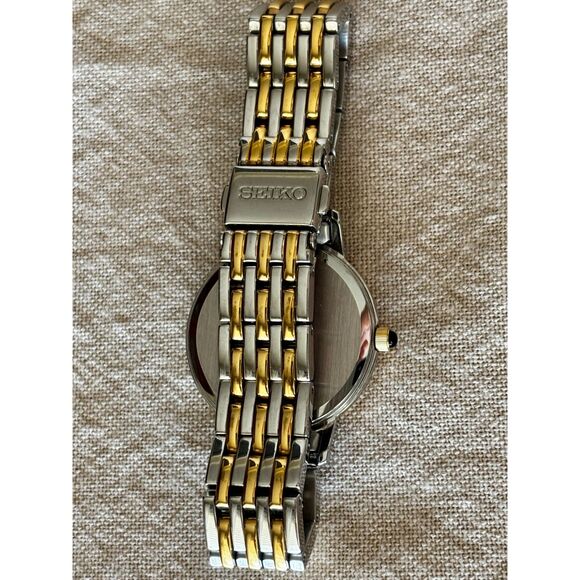 Seiko Solar Diamond two-tone mother-of-pearl women's watch, SUP398 - Picture 4 of 9